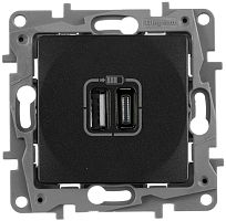 Розетка USB тип А+С без рамки Legrand Etika 2-м. 3000мА антрацит картинка